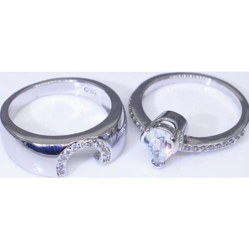 Classic 2 Pcs/set Creative Fashion Mosaic Crystal Rings Set for Women European and American Wedding Jewelry