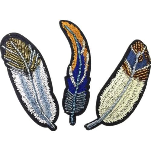 3pc Embroidered Leaf Patch Iron-On Beaded Patch Decoration For Clothing DIY Accessories AC1334