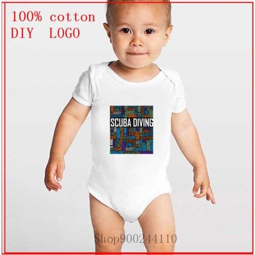 2020 new Scuba Diving Words printed Bodysuits Baby Newborn Boys Girls Cotton Bodysuit Infant Jumpsuit Summer Pajamas Outfit