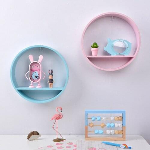 2020 New Nordic Creative Wooden round Combination Decorative Storage Rack Simple Hole-Free Childrens Room Storage