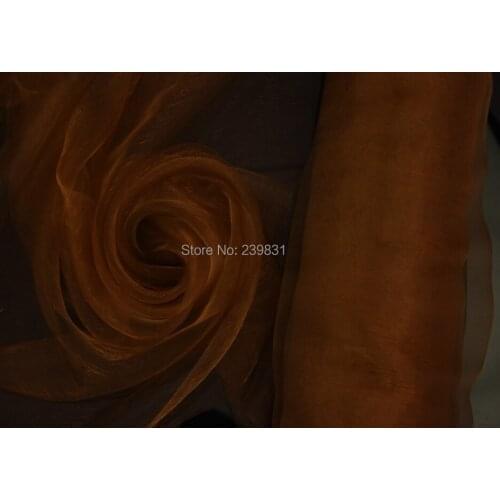 New COLOR ! Brown ORGANZA Fabric For background of wedding or decoration, 75CM in Width 110 meters roll, finished edge