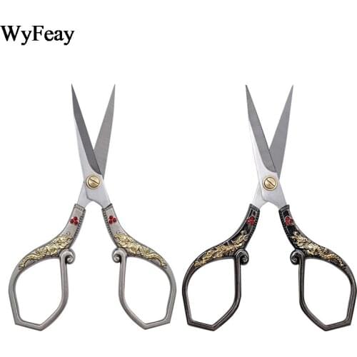 Zakka European Sewing Scissors vintage scissors Retro Embroidery Fabric Cutter Dragon Phoenix Pattern Tailors Scissors Shears