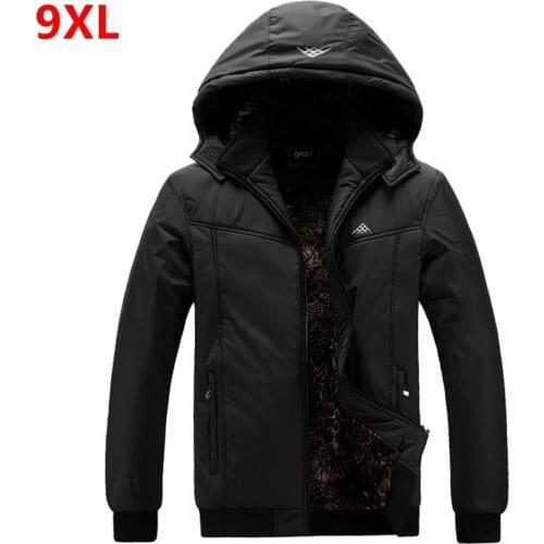 Extra Large Mens Jacket Big Man Thick Coat Winter Oversized Hat Datachable Waterproof Jacket 9XL 8XL Black Plus Size Parkas