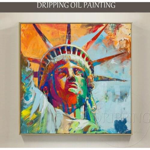 Excellent Artist Hand-painted High Quality Statue of Liberty Portrait Oil Painting on Canvas American Statue of Liberty Painting