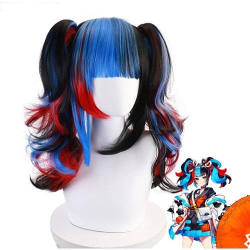 Game Fate/Grand Order FGO Cosplay Wig Archer Wig Synthetic Women Hair Kiyohara no Nagiko Multi-Color Micro-Roll Double Ponytail