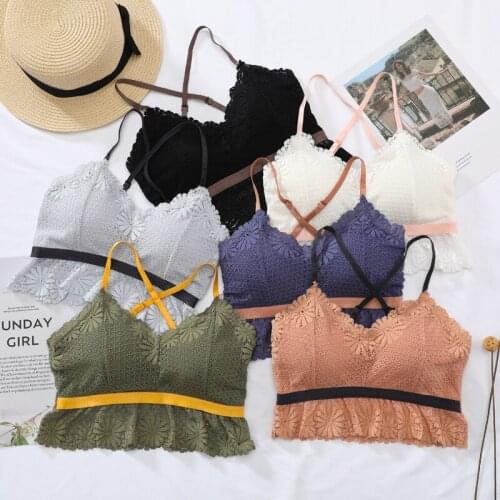Sexy Lace Crop Tops Women Lingerie Intimates Summer Backless Vest Top Female Underwear 7 Colors