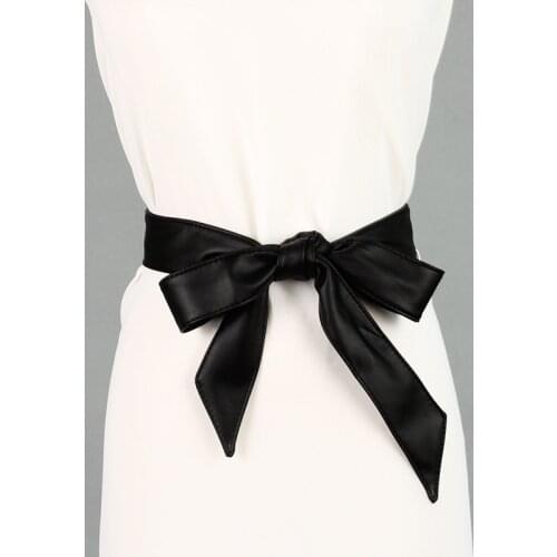 New Super Long Soft Bowknot Belt Women Fashion Wide Pu Belts Female Lady 2021 Jeans Dress Brand Design Waistband