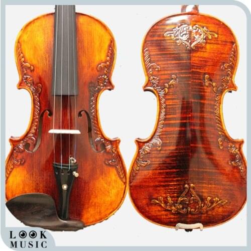 Hand Carved Baroque Violin 4/4 TOP Spruce Back Flamed Maple Vintage Stradivarius Violin 4/4 PRO Concert Violin Players W/Case