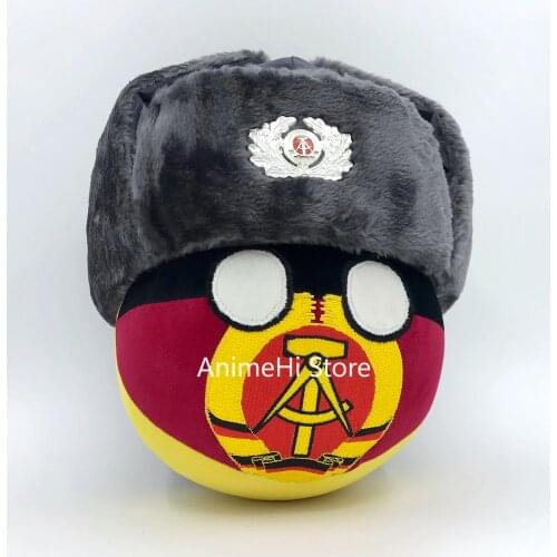 Countryball DDR Ball Doll and NVA Army winter hat Cosplay Polandball Plush Toy for Gift 20CM