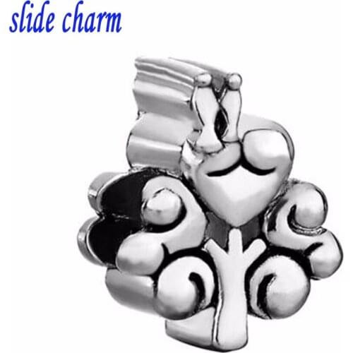 Slide charm Free shipping Tree Of Life Family Heart Charm Bracelet Love Beadscharms Bracelet Bead fit Pandora charm bracelet