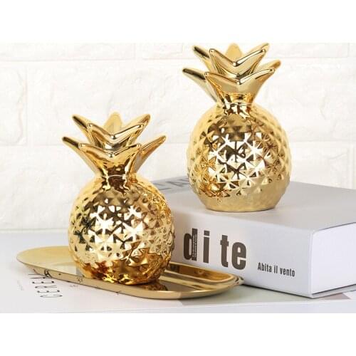 Nordic Ins Gold Pineapple Piggy Bank Ceramic Pineapple Home Decorations Ornaments Pineapple Storage Tank Crafts