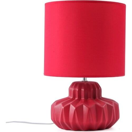 Modern Simple Red Ceramic Fabirc Led E14 Table Lamp for Wedding Foyer Bedroom Study Illuminare Desk Light H 40cm 1789