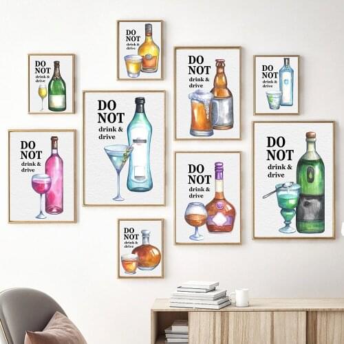 Modern Cocktail Slogan Do Not Drink And Drive Canvas Poster Print Wall Art For Kitchen Bar Club Fashion Picture Home Decor Mural
