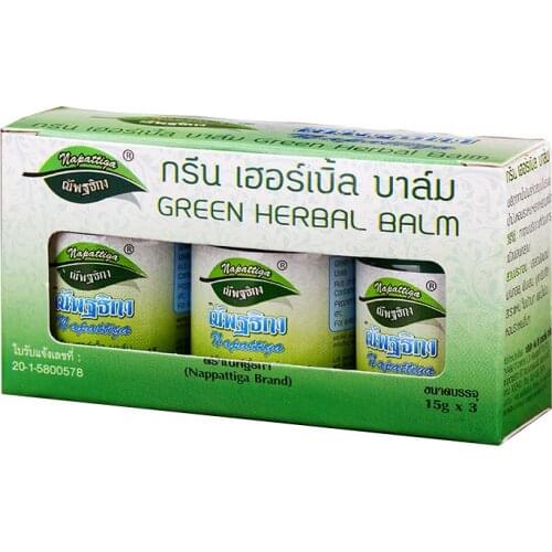 Thailand original napattiga green grass cream 15g * 3 bottles of antipruritic, mosquito repellent and refreshing free shipping