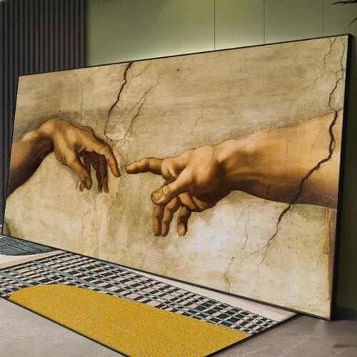 The Creation of Adam By Michelangelo Famous Art Canvas Paintings on The Wall Art Posters and Prints Pictures for Living Room