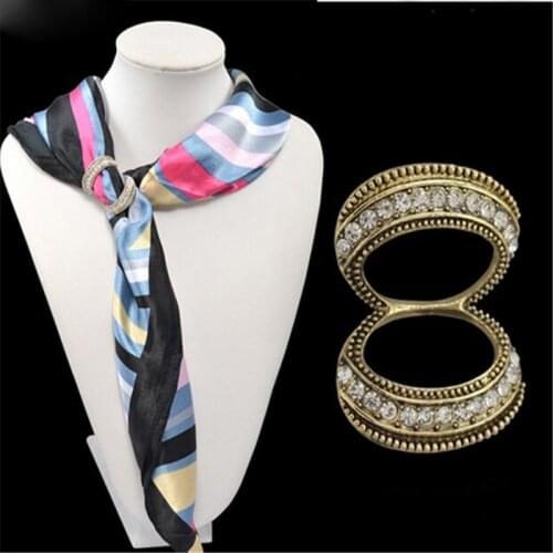 Vintage Rhinestone Silk Scarf Buckle For Women Accessories Fashion Simpl Silk Scarves Fastener