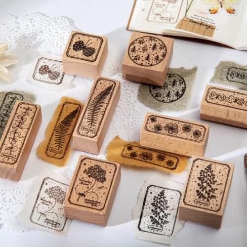Vintage Misty Forest Series Petal Leaf Stamp DIY Wooden Rubber Stamps For Scrapbooking Stationery Scrapbooking Standard Stamp