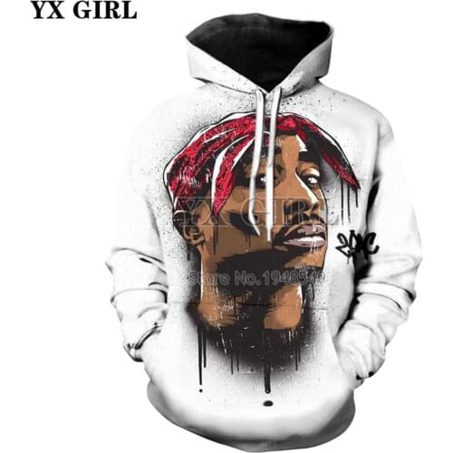 YX GIRL Drop shipping 2018 New Fashion Hoodie Rapper 2pac Tupac/Biggie Smalls 3D Print Mens Womens Hip hop Hooded Sweatshirt