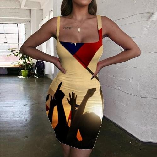 Giyu Brand Chilean Flag Dress Women Chile 3d Print Harajuku Halter Sleeveless Sky Sundress Gothic Ladies Dresses Womens Clothing