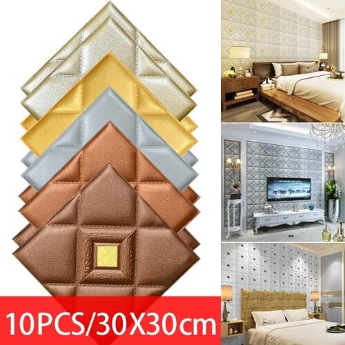 10PCS 3D Soft Wall Sticker Self-adhesive Waterproof Wall Sticker DIY Bedroom Living Room Background Wall Home Decoration 30X30cm