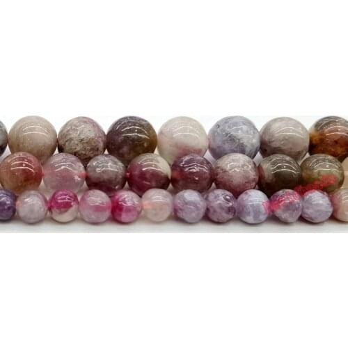 100% Natural Stone Plum Tourmaline 4 6 8 10mm For Jewelry Making Round Loose Spacer Beads DIY Bracelet Necklace Accessories 15"