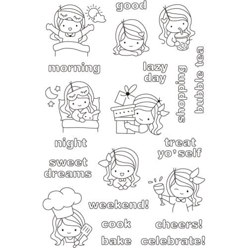 11x16 Girl expression pack TBig ice cream ransparent Clear Stamps Silicone Seals for DIY scrapbooking photo album Card Making