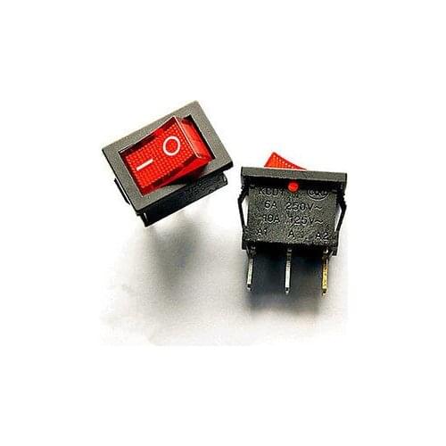 20PCS 2 files 3 Pin Medium rocker switch power switch 6A 250V Red LED