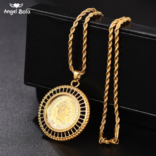 2020 Gold Color Fashion Queen Coin Pendant Necklace for Women Necklace Short Jewelry Female Women Gifts Free Shipping