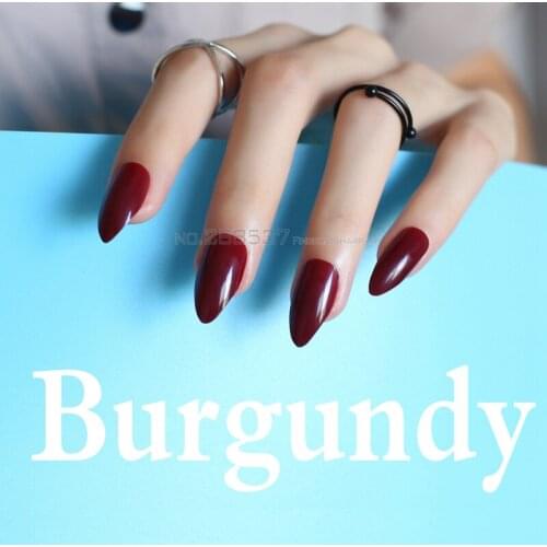 24Pcs Fake Nails Chocolate Brown False Nails Stiletto Nails Tips Vampire Deep Red DIY Nail Art Burgund Full Cover Tips JD15