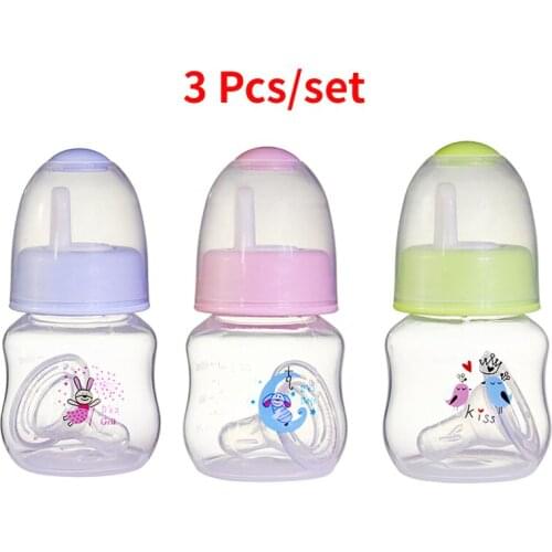 3Pcs/set Infant Baby Mini Portable Feeding Nursing Bottle PP Safe Newborn Kids Nursing Care Feeder Fruit Juice Milk Bottles 60ML