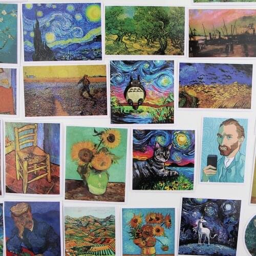 35Pcs Vincent Willem van Gogh Laptop Stickers DIY Sticker for Toys Bags Phone Desk Laptop Cars Bicycle Waterproof
