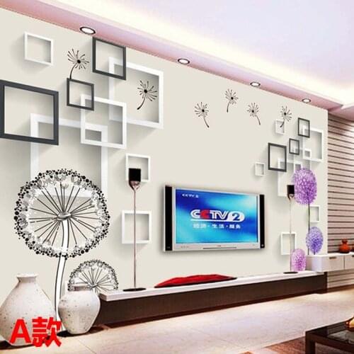 Beibehang 3d stereoscopic wallpaper living room bedroom TV wallpaper TV backdrop of modern minimalist painting Dandelion