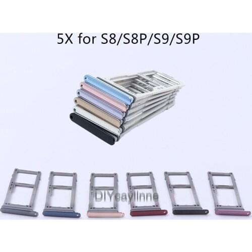 5pcs SIM Card Tray Holder for SamSung Galaxy S8 G950 G955 S9 Plus G960 G65 Singal Dual Adapter Replacement Parts