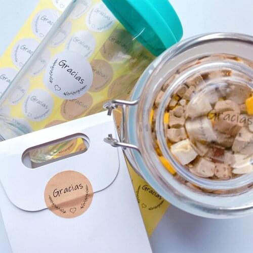 500pcs DIY stationery round spanish thank you Gracias 3.5cm wholesale transparent white wedding party scrapbook wholesale