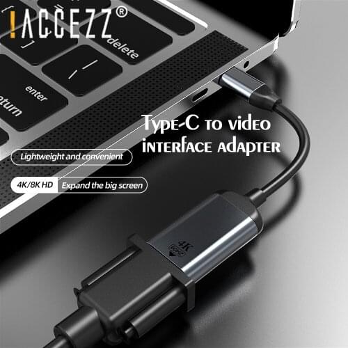 !ACCEZZ USB C to VGA/Mini DP HDMI-compatible Adapter For MacBook Huawei Mate P40 Samsung S20 USB C Cable Audio Converter Adapter