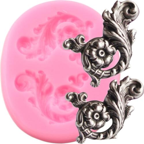Baroque Scroll Relief Border Silicone Molds Flower Leaf Cupcake Topper Fondant Cake Decorating Tools Candy Resin Chocolate Mould