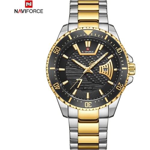 NAVIFORCE Men Watches Simple Quartz Luxury Stainless Steel Casual Fashion Waterproof 3ATM Calendar Clock WristWatch For Male New