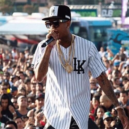 New mens T-shirt summer style fashion streetwear hip hop baseball uniform striped shirt mens clothes tyga final king costume