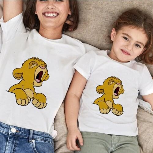 Fashion Simbe The Lion King T Shirt Men Women Summer Short Sleeve Family Tshirts O-neck Loose White Boys Childrens Tee Tops