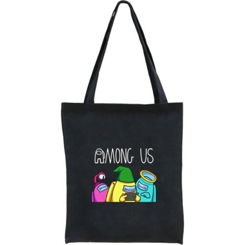 New style comic print shopping canvas bag casual large-capacity cartoon lady handbag Harajuku style shoulder bag