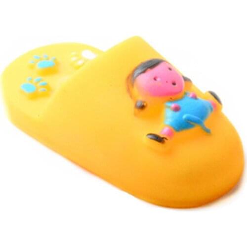 Kapmore 1pc Bite Resistant Puppy Slipper Toy Cartoon Paw Dog Teething Toy Pet Squeaky Toy Pet Supplies Random Color