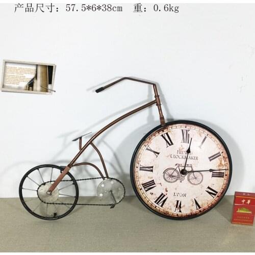 American Retro Industry Creative 3D Metal Bike Hanging Wall Alarm Clock Iron Bicycle Decorative Craft Clocks Home Detor