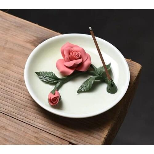Flower Handmade Incense Burner 3D Flower Ceramic Incense Stick Holder Office Tea Ceremony Porta Incenso Home Decoration EB5XX