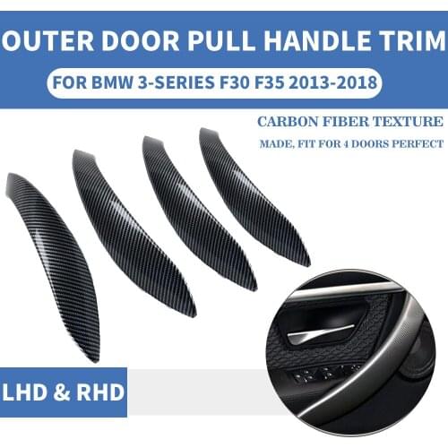 LHD RHD Bright Black Silver Carbon Fiber Car Interior Inner Door Pull Handle Outer Protect For BMW F30 F80 F31 F32 F33 F35 13-18