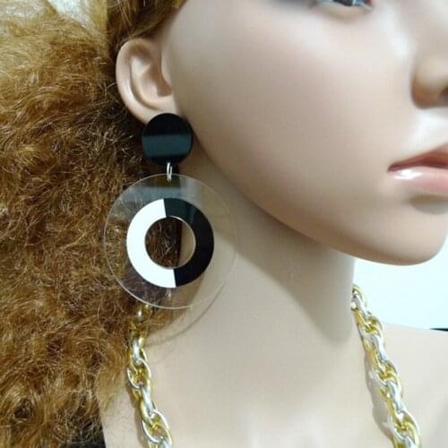 Trendy Black White Transparent Round Earrings For women Elegant High Quality Acrylic Dangle Earring Fashion Jewelry E19127