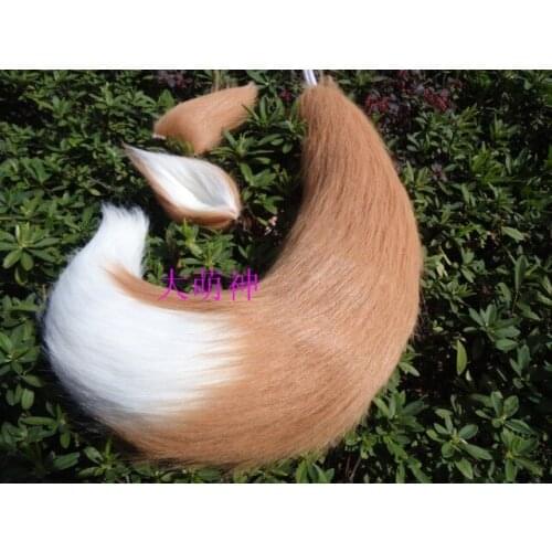 Cartoon Spice and Wolf Horo Cosplay Wolf Ears & Tail Different Length Handmade Anime Plush Cosplay Props COS Tail Decorations