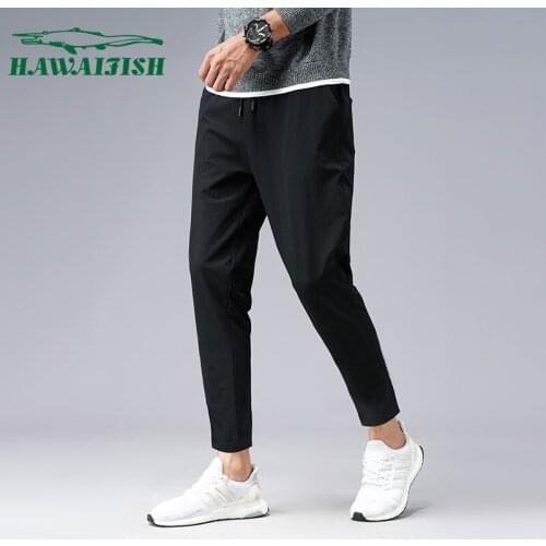 Hawaifish brand mens joggers 2021 casual leisure pants in autumn and winter high quality plush and thickened mens slim pants
