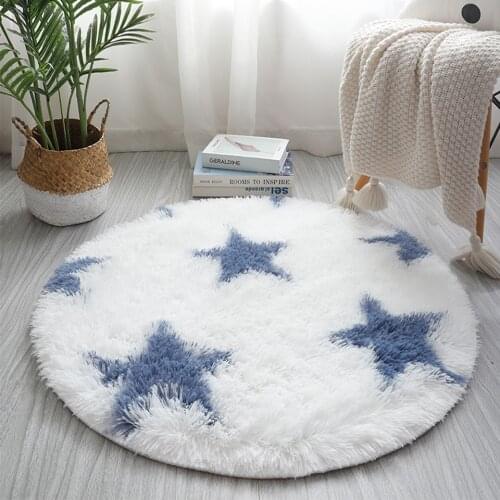 Soft Round Fluffy Rug For Living Room Decor Modern Area Rug Nursery Kids Room Shaggy Carpet Indoor Mats White Rainbow 12 Colors