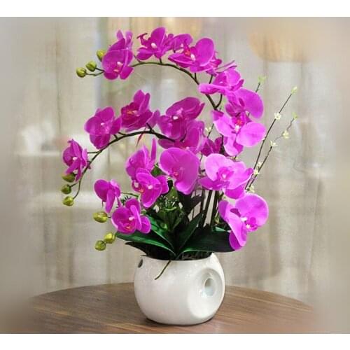 Beautiful Artificial Phalaenopsis Flower Vase Set Home Decoration Luxurious Flower furnishes Event Party Flower