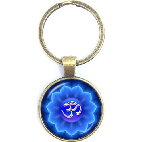 2020 New Fashion Mandala Pattern Keychain Buddhism Zen Yoga Key Chain Glass Dome Key Ring Bag Accessories Jewelry Gift